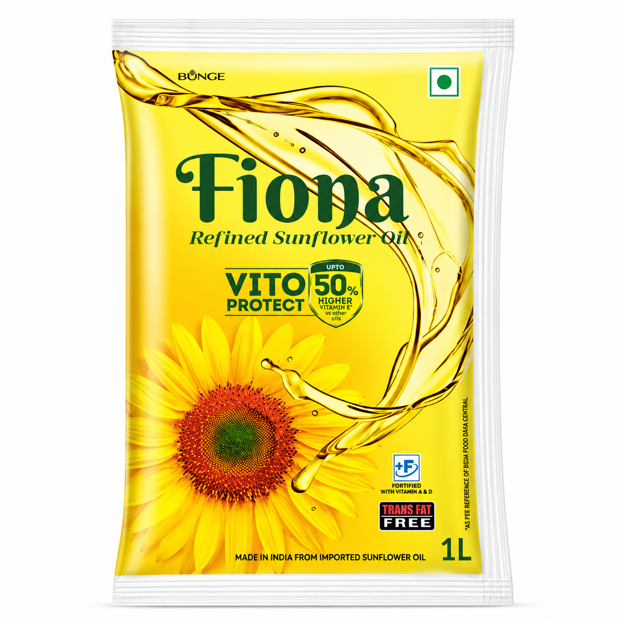 Fiona Refined Sunflower Oil, 1 L Pouch