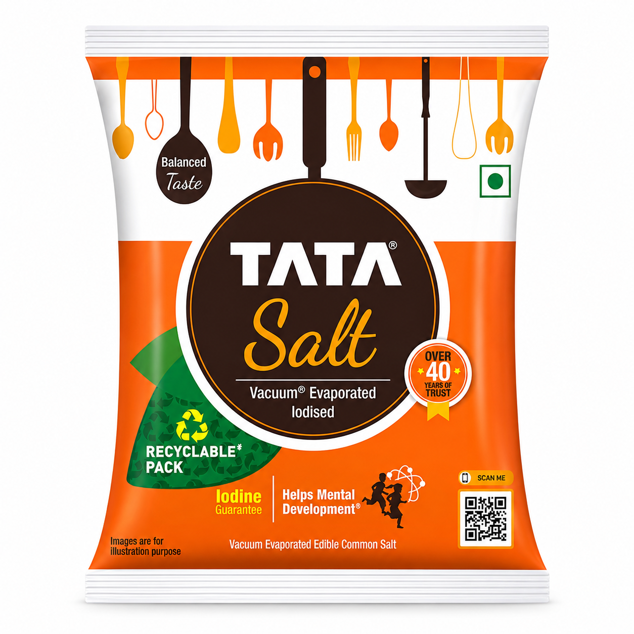 Tata Salt Vacuum Evaporated Iodised Salt, 1 kg Pouch
